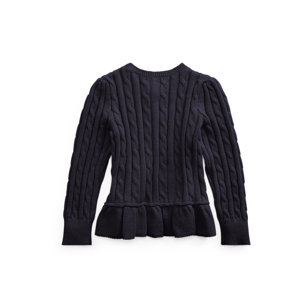 Navy Cable Cotton Peplum Cardigan Girls 1.5-6.5 Years 2