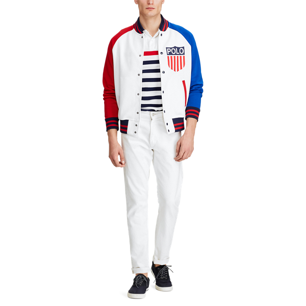 Polo-Baseballjacke mit Schildlogo Big & Tall in Wei&szlig; multi 3