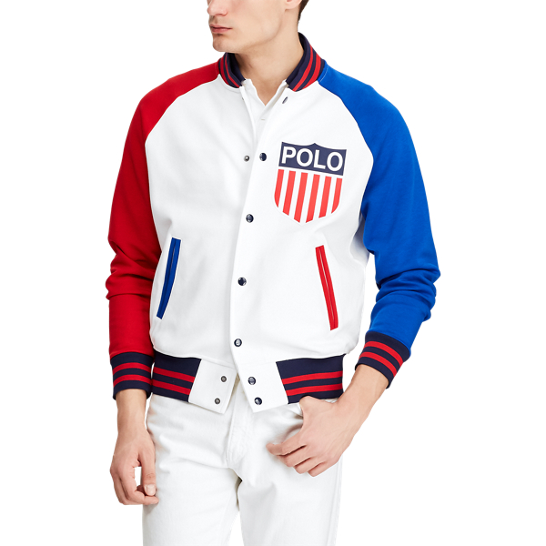 Polo-Baseballjacke mit Schildlogo Big & Tall in Wei&szlig; multi 4
