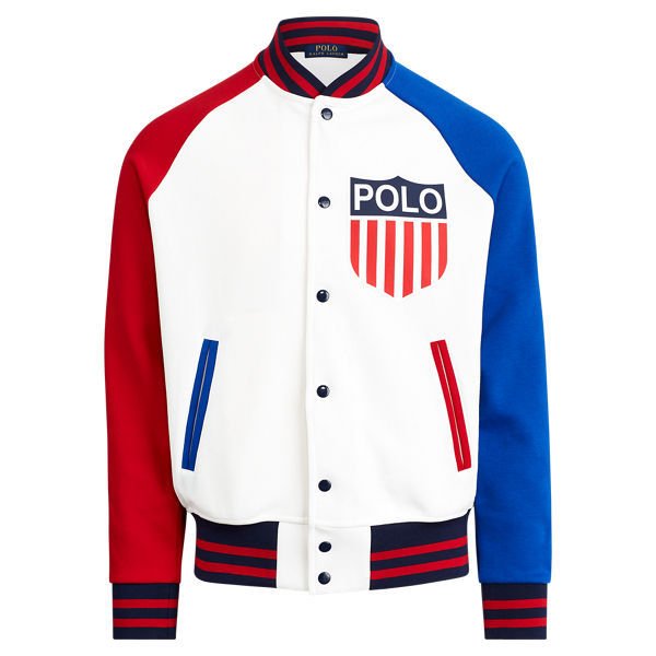 Red white and blue polo jacket online