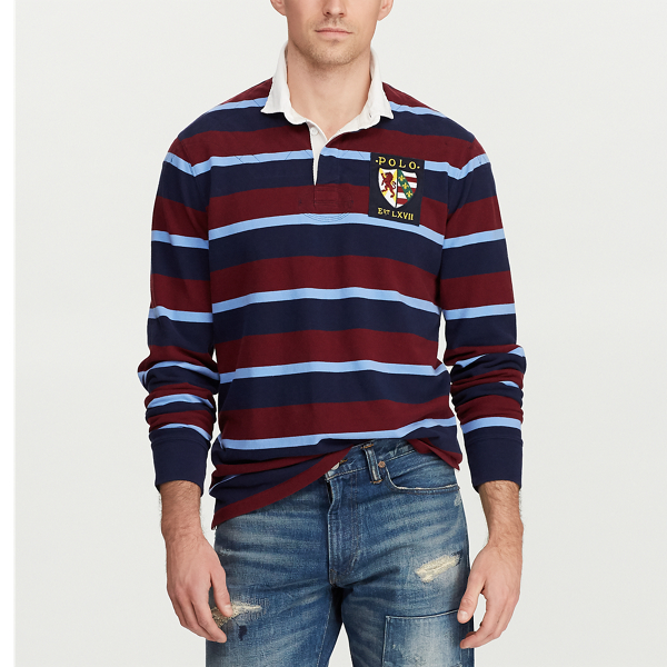 Classic Wine Multi Classic Fit Cotton Mesh Rugby Big & Tall 4