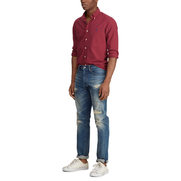 Aubergine Custom Fit Garment-Dyed Oxford Shirt Polo Ralph Lauren 3