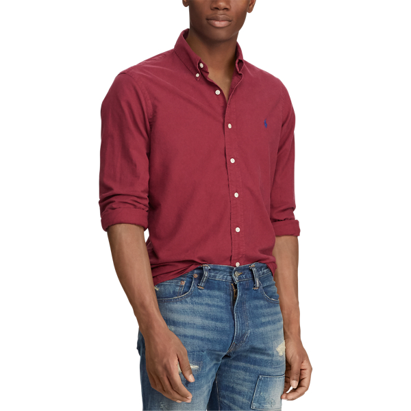 Aubergine Custom Fit Garment-Dyed Oxford Shirt Polo Ralph Lauren 4