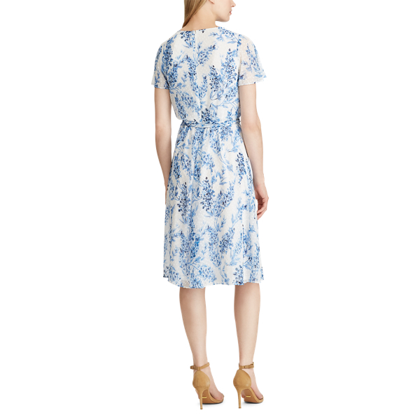 Robe jacquard fleurie Lauren en Cr&egrave;me/Bleu/Multi 4