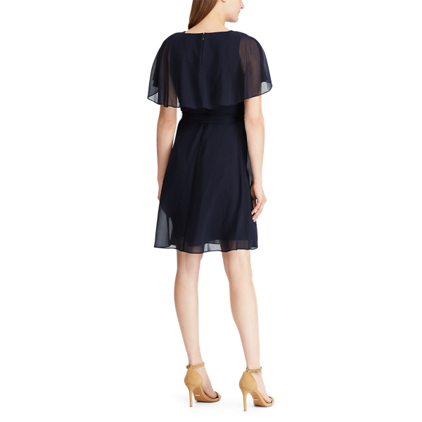 Georgette Cape Dress Lauren em Lighthouse Navy 3