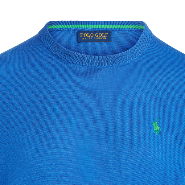 New Iris Blue Merino Wool Golf Jumper Polo Golf 5