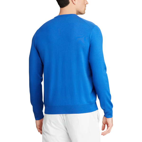 New Iris Blue Merino Wool Golf Jumper Polo Golf 4