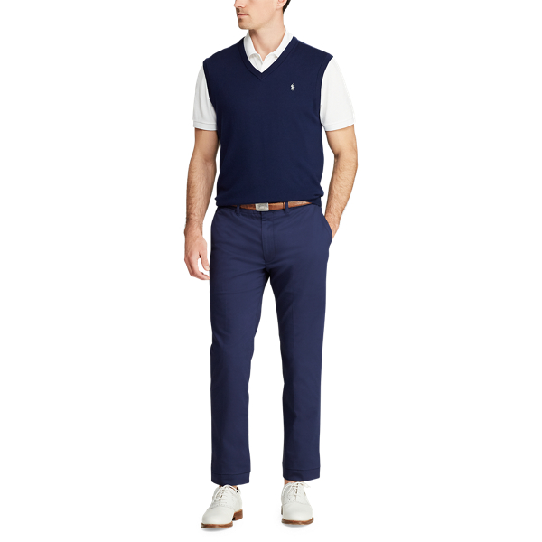 Refined Navy Merino Wool Sleeveless Jumper Polo Golf 2