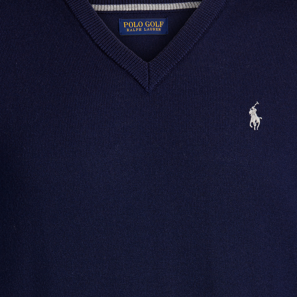 Refined Navy Merino Wool Sleeveless Jumper Polo Golf 5