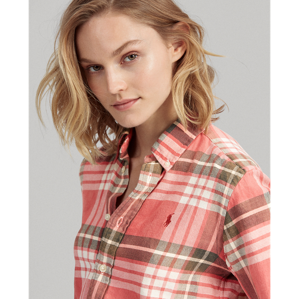 Red/Navy Classic Fit Plaid Shirt Polo Ralph Lauren 5