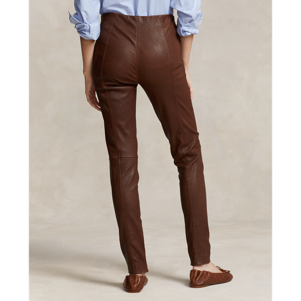 Skinny-Fit Lederhose Polo Ralph Lauren in Forest Brown 5