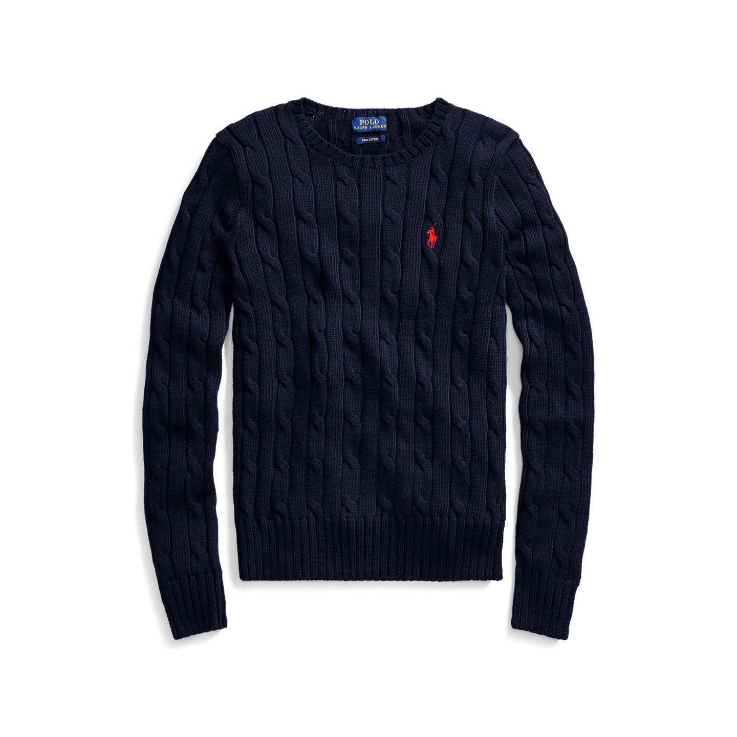 Женский свитер Ralph Lauren Cable-Knit Cotton Crewneck, цвет: Тёмно-зелёный тёмно-синий — фото 5
