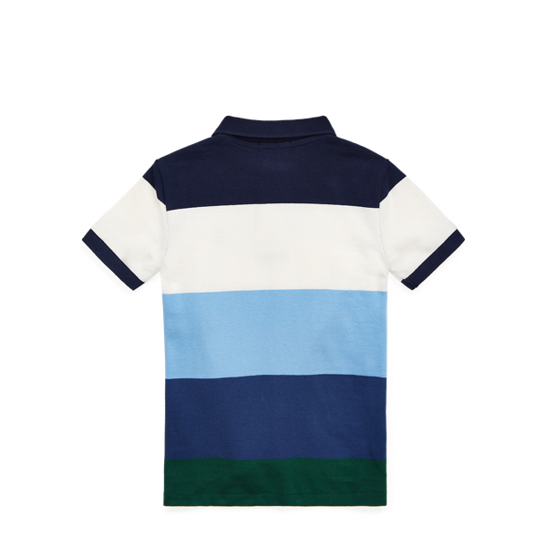 Newport Navy Multi Striped Cotton Mesh Polo Shirt Boys 2-7 2