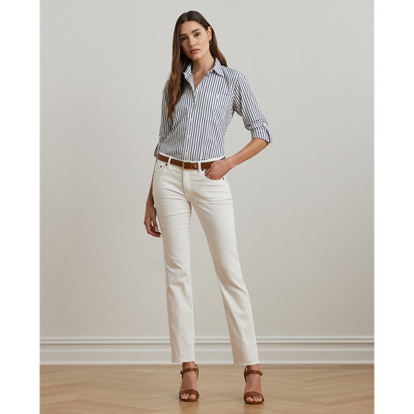 White Mid-Rise Straight Jean Lauren Petite 1