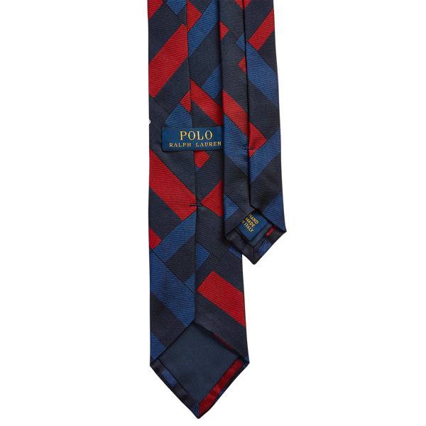 Navy/Royal/Red Patchwork Silk Narrow Tie Polo Ralph Lauren 1