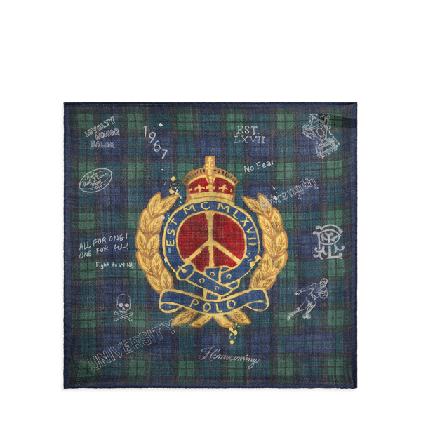 Navy/Green Crest Tartan Pocket Square Polo Ralph Lauren 2