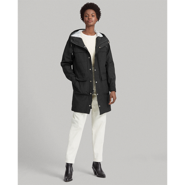 Black Water-Repellent Hooded Coat Polo Ralph Lauren 4