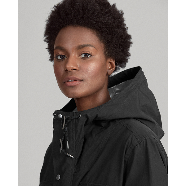 Black Water-Repellent Hooded Coat Polo Ralph Lauren 6