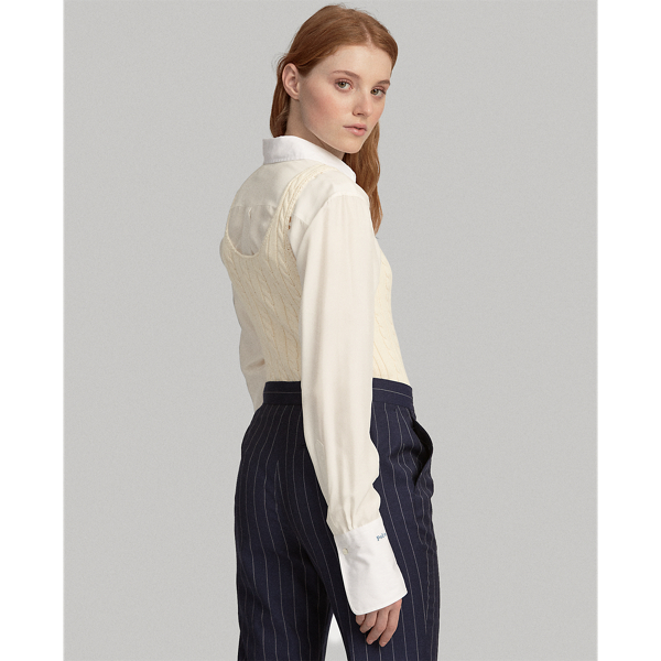 Cream/Red Cropped Cable-Knit Cotton Tank Polo Ralph Lauren 6