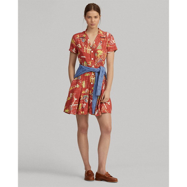 Hula Girl Print Tropical Fit-and-Flare Dress Polo Ralph Lauren 4
