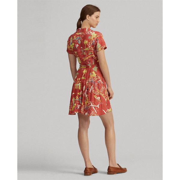 Hula Girl Print Tropical Fit-and-Flare Dress Polo Ralph Lauren 5