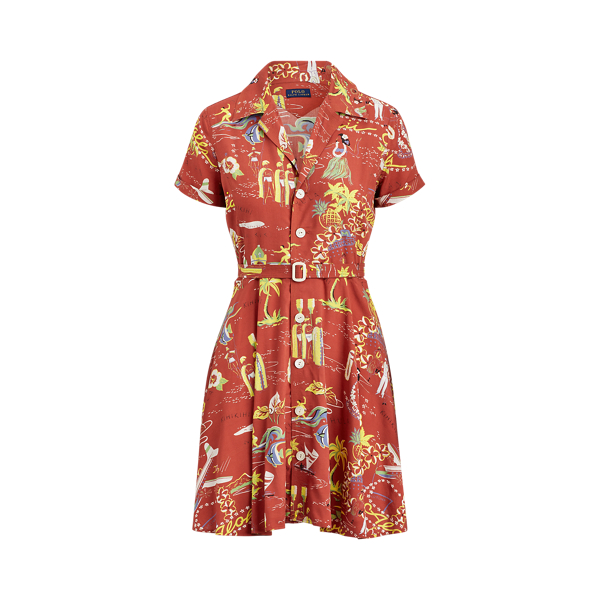 Hula Girl Print Tropical Fit-and-Flare Dress Polo Ralph Lauren 2