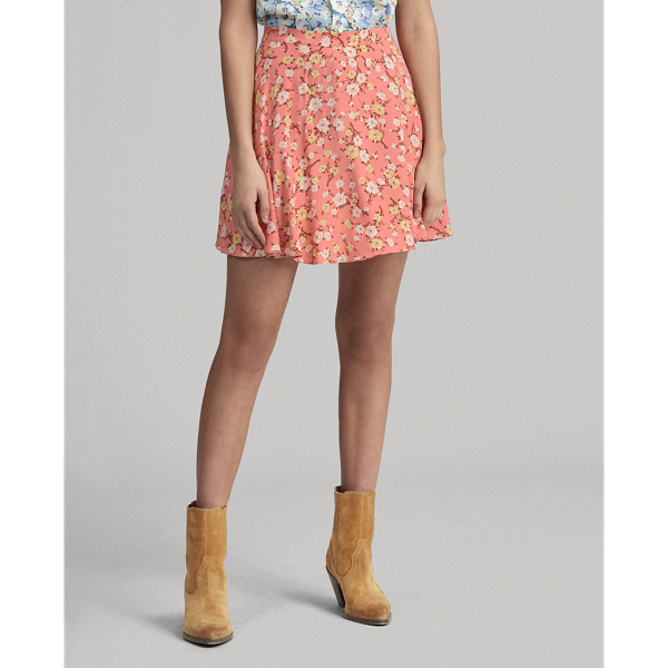 Blush Floral Floral Flared Miniskirt Polo Ralph Lauren 3