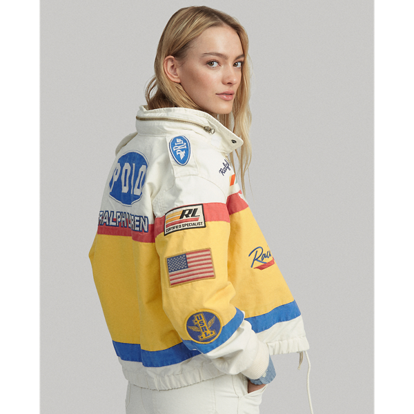 Atq Cm/N Irs/Evg Pt Rd/Ar Cotton Canvas Racing Jacket Polo Ralph Lauren 5