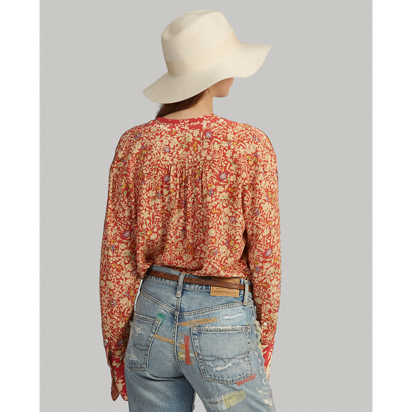 Red Combo Floral Floral Crepe Top Polo Ralph Lauren 5