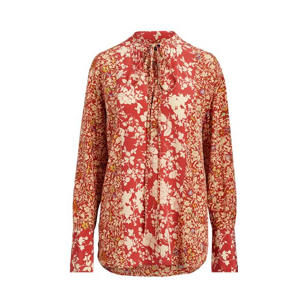 Red Combo Floral Floral Crepe Top Polo Ralph Lauren 2
