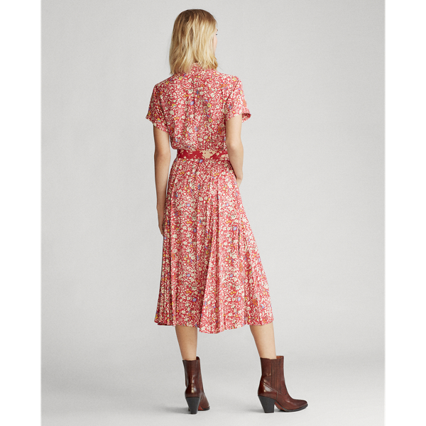 [ JEANS] Fit and Flare Polo Dress ★人気★ Floral Fit-and-Flare Dress