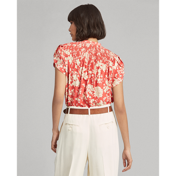 Red Meadow Floral Floral Keyhole Crepe Top Polo Ralph Lauren 5