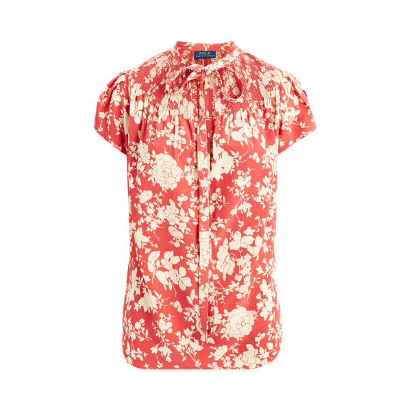 Red Meadow Floral Floral Keyhole Crepe Top Polo Ralph Lauren 2
