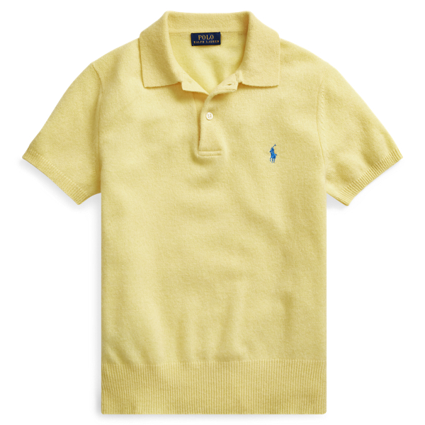 Ribbed-Hem Cashmere Polo Shirt Polo Ralph Lauren 1