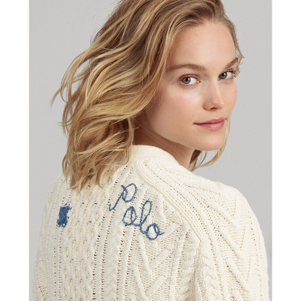 Cream Patchwork Oversize Cardigan Polo Ralph Lauren 2