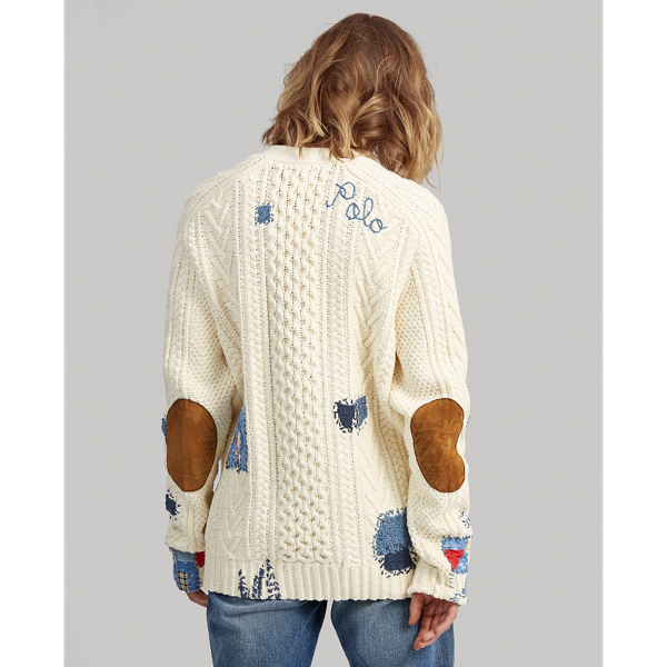 Cream Patchwork Oversize Cardigan Polo Ralph Lauren 3