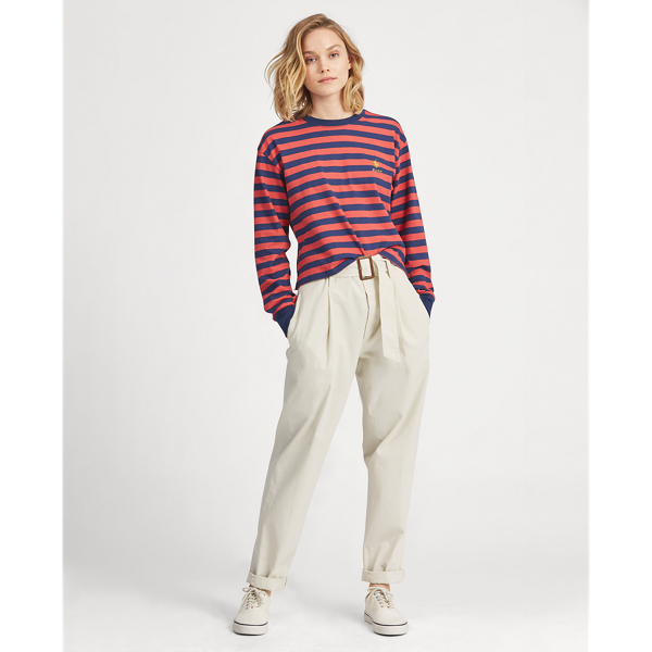 Freshwater/Spring Red Striped Jersey Crewneck Tee Polo Ralph Lauren 3