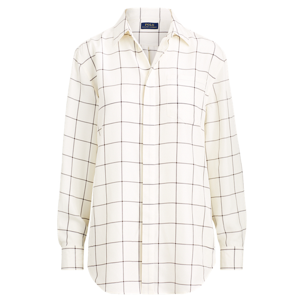 Plaid Silk Broadcloth Shirt Polo Ralph Lauren 1