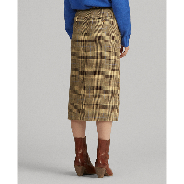 Glen Plaid W/ Blue Deco Glen Plaid Linen-Cotton Skirt Polo Ralph Lauren 5