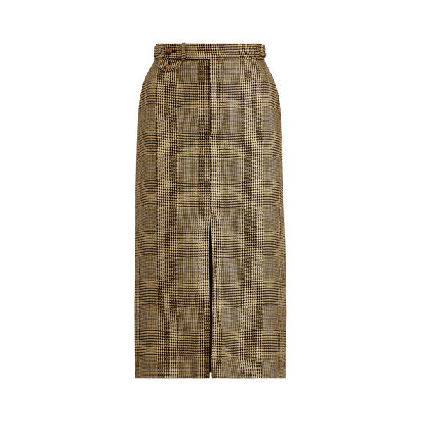 Glen Plaid W/ Blue Deco Glen Plaid Linen-Cotton Skirt Polo Ralph Lauren 2