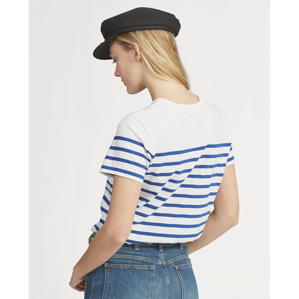 White/Brilliant Sapphire Polo Striped Graphic T-Shirt Polo Ralph Lauren 5