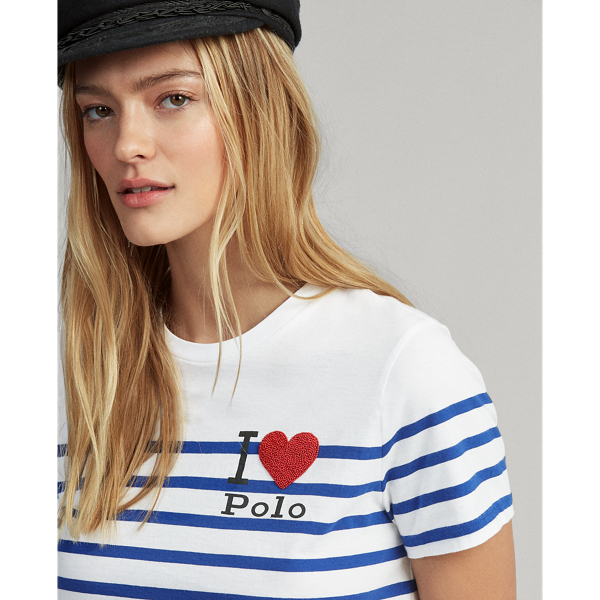 White/Brilliant Sapphire Polo Striped Graphic T-Shirt Polo Ralph Lauren 6