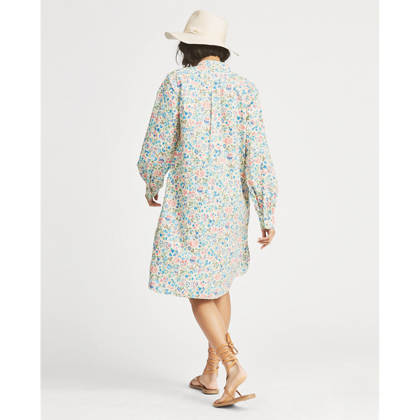 Blue Tan Floral Floral Cotton Shirtdress Polo Ralph Lauren 4