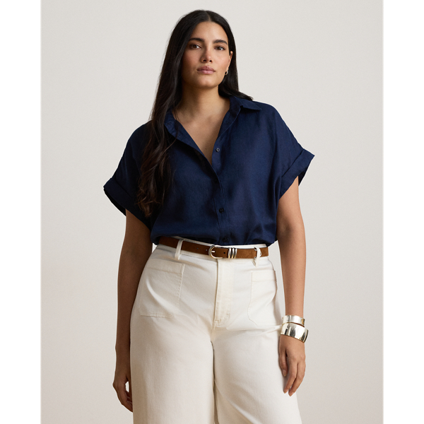 Relaxed Fit Linen Short-Sleeve Shirt