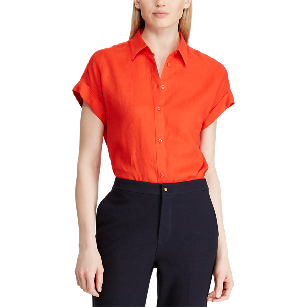 Geranium Relaxed Fit Linen Short-Sleeve Shirt Lauren 3
