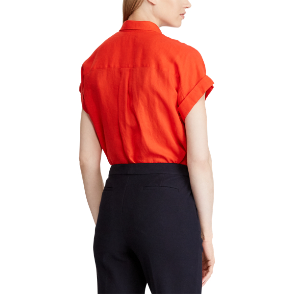 Geranium Relaxed Fit Linen Short-Sleeve Shirt Lauren 4
