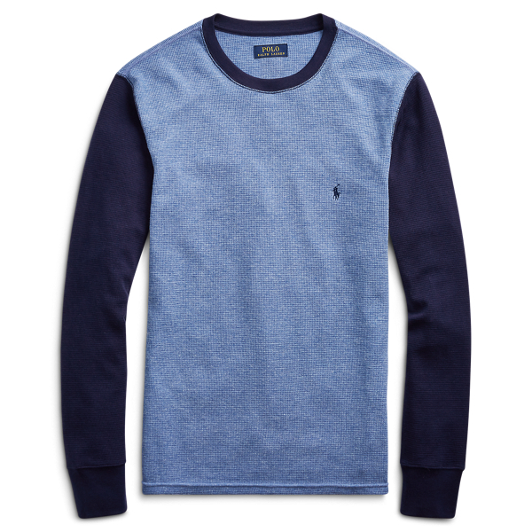 Heather/Navy Waffle-Knit Crewneck Polo Ralph Lauren 1