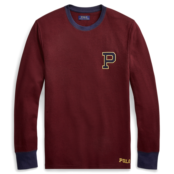 Burgundy/Navy Waffle-Knit Crewneck Polo Ralph Lauren 1