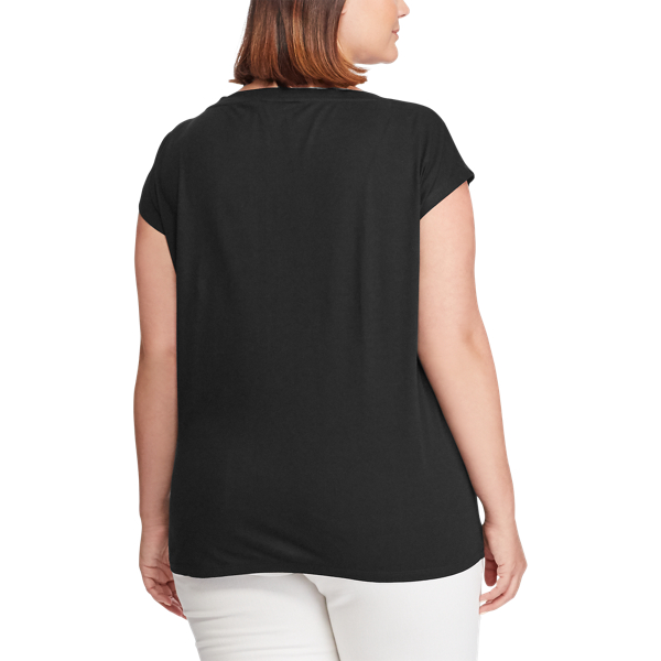 Black Logo-Print Cotton-Blend Top Lauren Woman 5