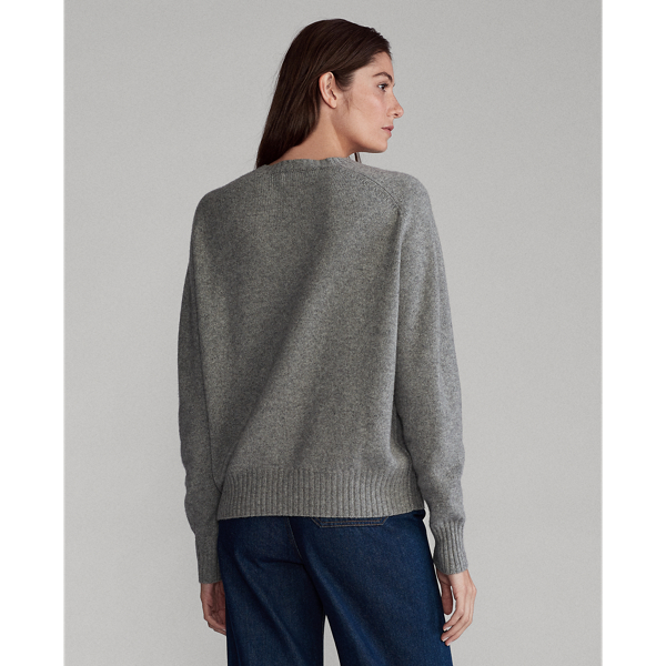 Fawn Grey Heather Wool Crewneck Jumper Polo Ralph Lauren 3